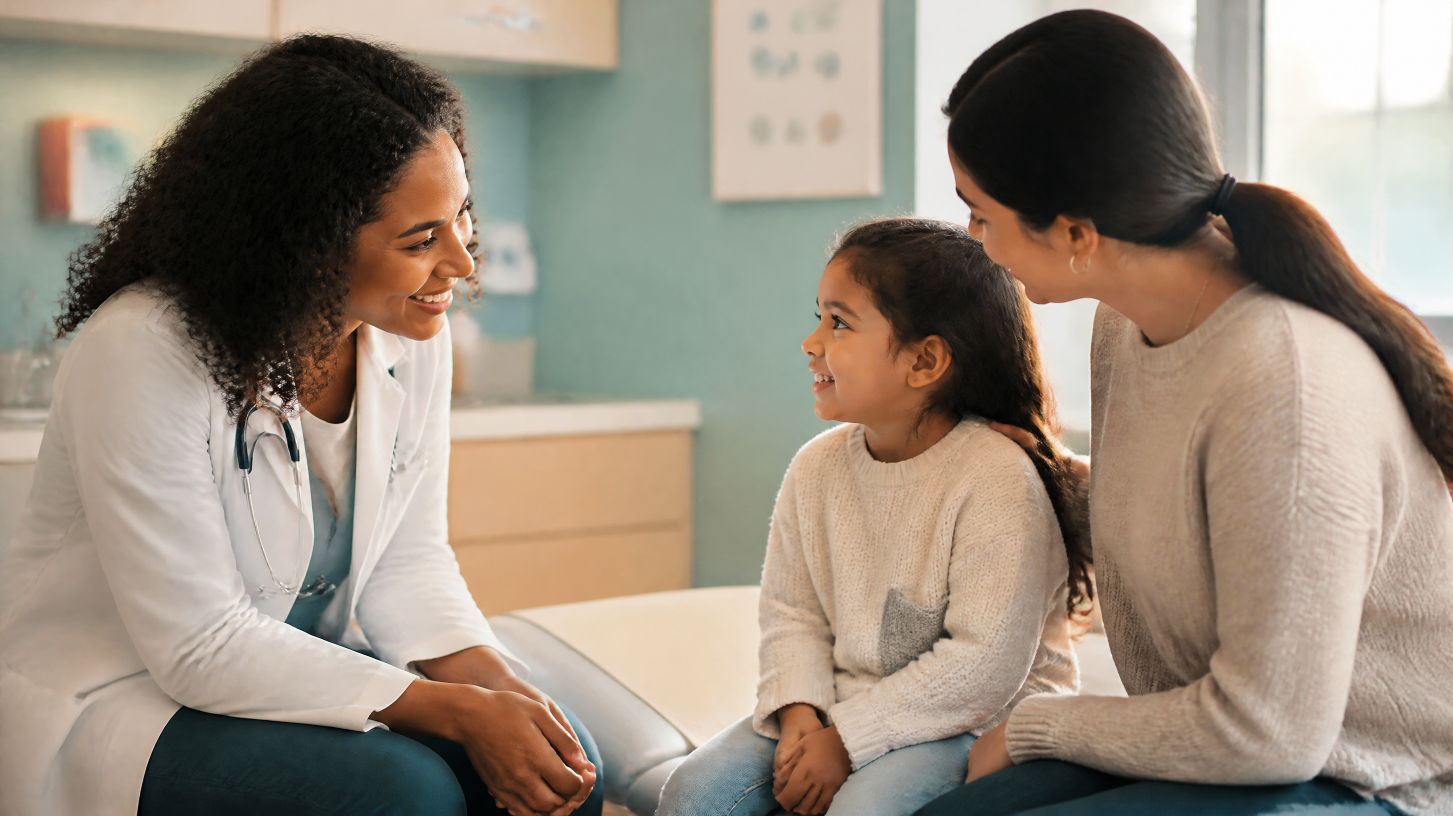Warm pediatric specialist consultation scene